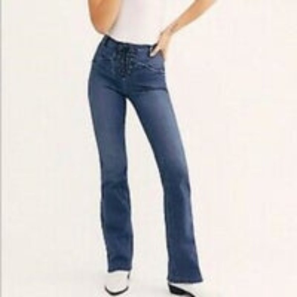NWT Free People Eva Women's Lace Up Bootcut Jeans